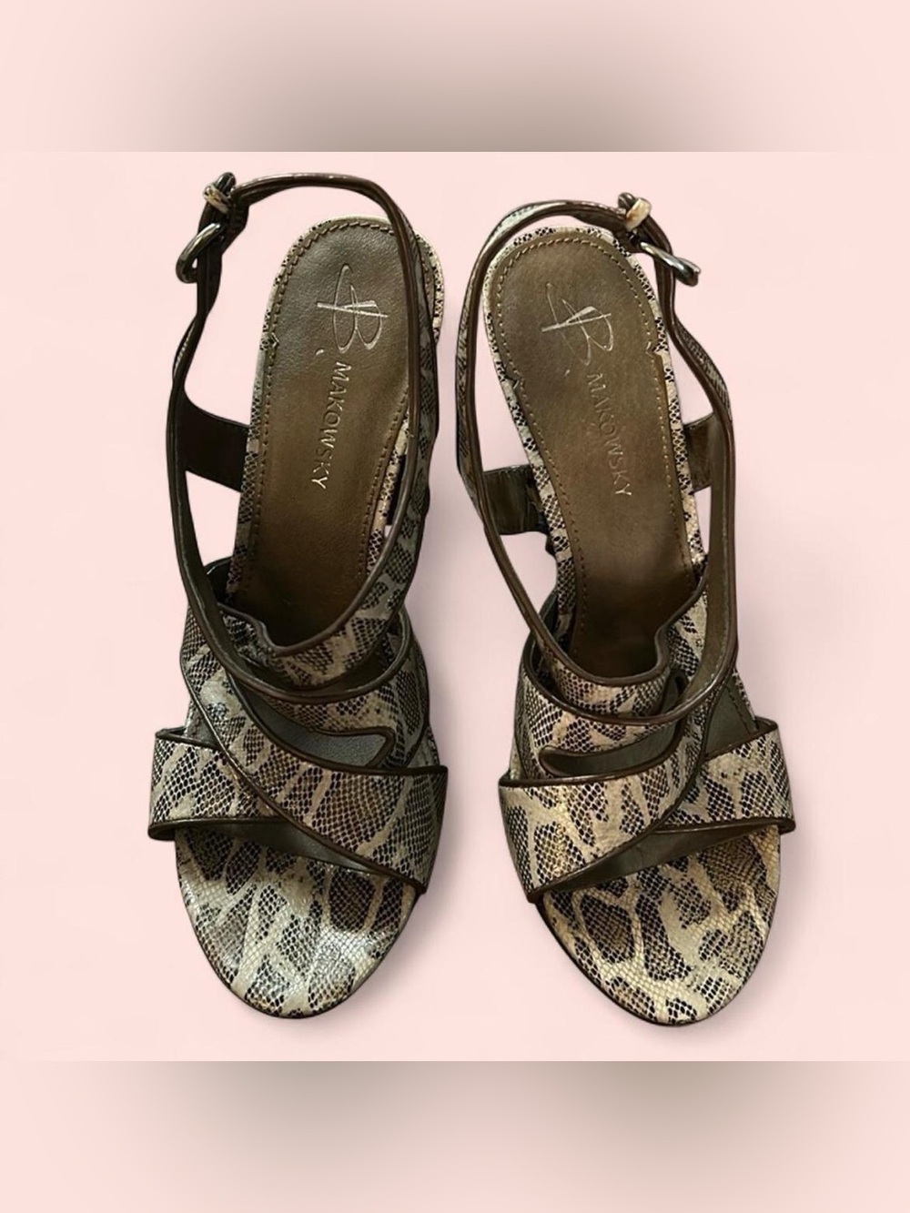 🤎B. Makowsky Snakeprint Heels 7.5🤎